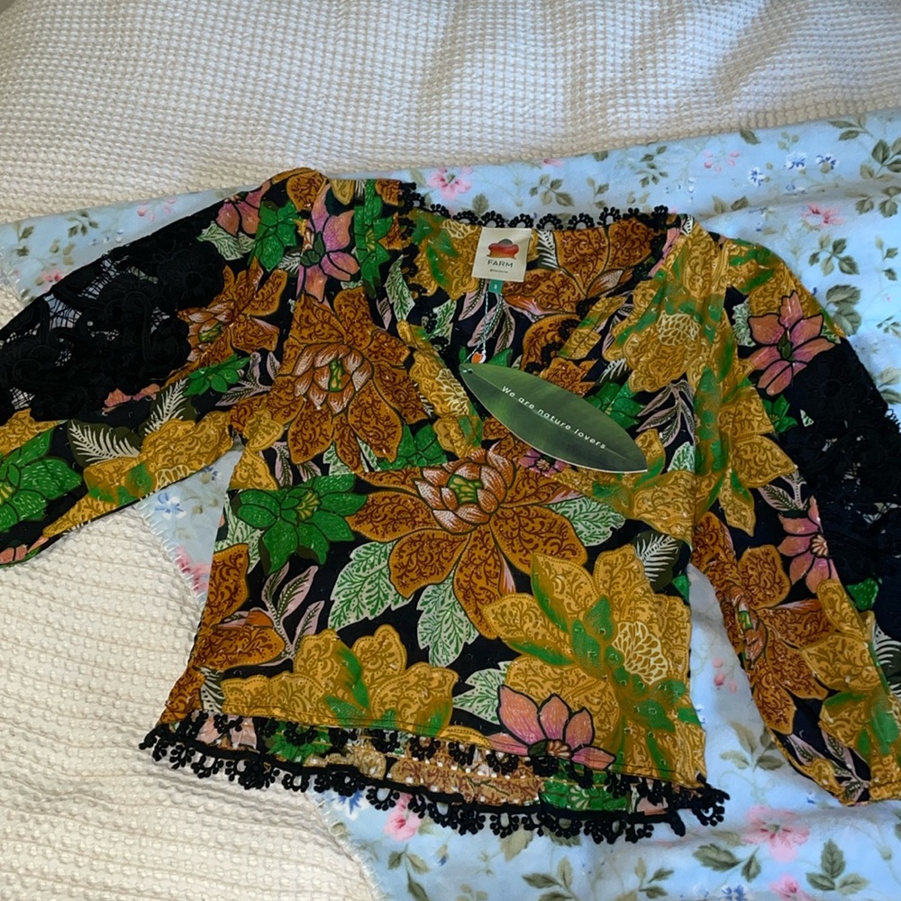 FARM Rio Garden Black Blouse BNWT